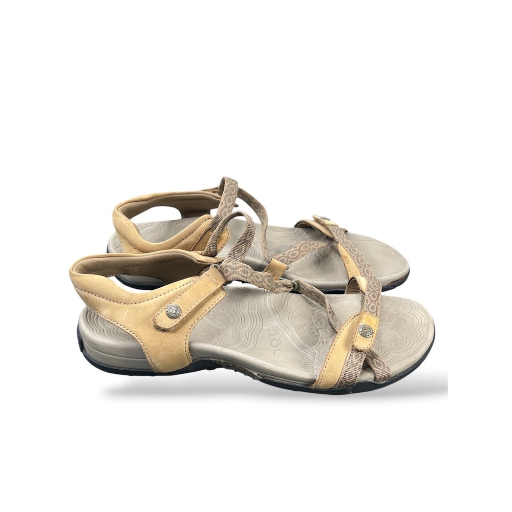 Taos Trulie Tan Leather Strappy Comfort Sandals Womens Size 9 Adjustable Straps